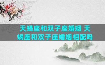 天蝎座和双子座婚姻 天蝎座和双子座婚姻相配吗